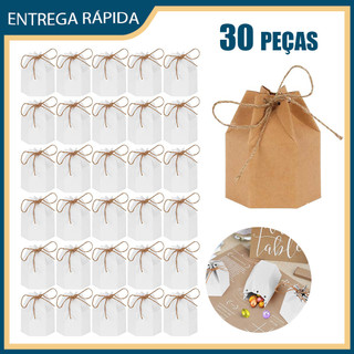30x Caixa de biscoitos com fio Caixa kraft hexagonal dobrável Adequado para chá de bebé Festa de aniversário de casament