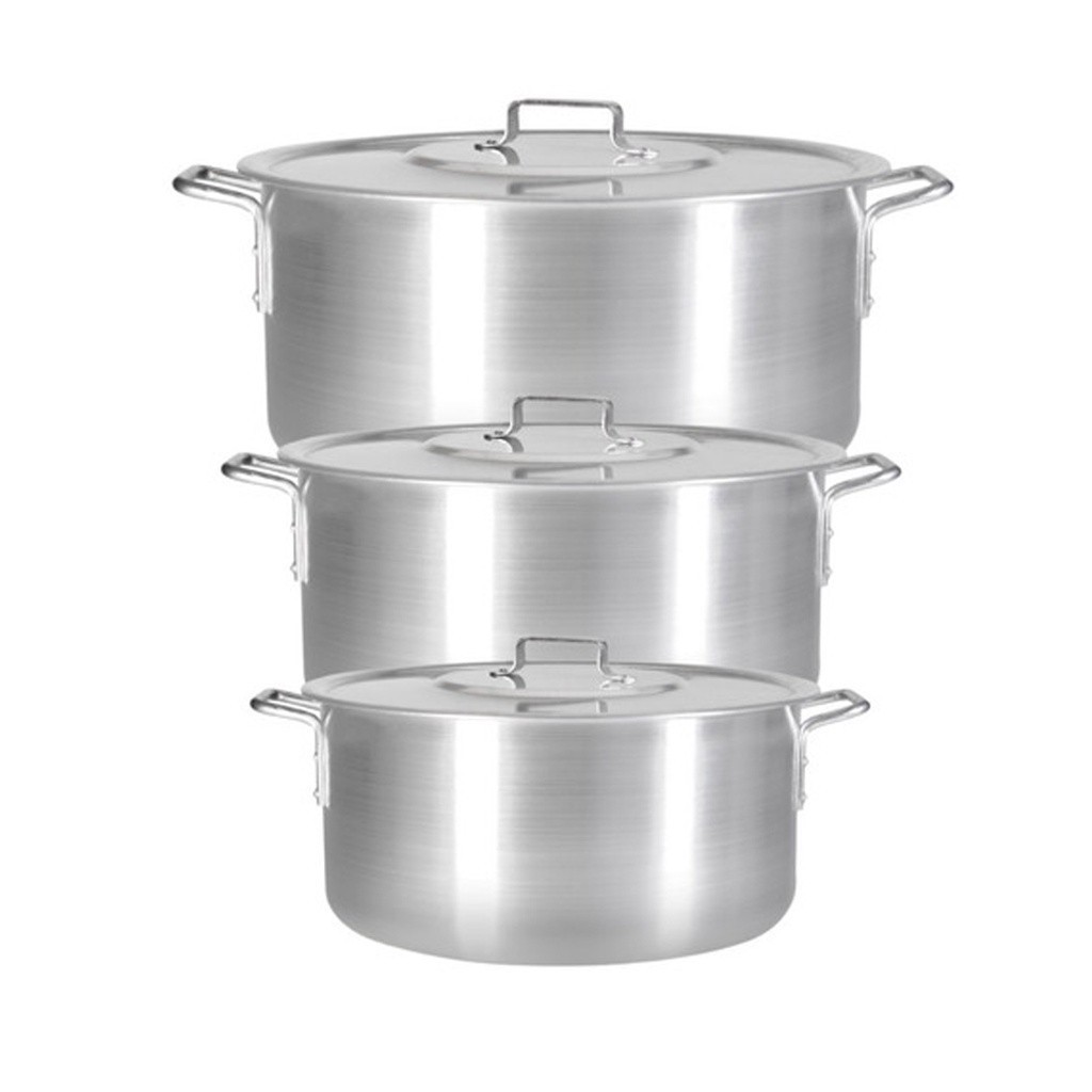 Jogo de Panela Caçarola Feijoada Caldo de Alumínio 3 Peças Industrial