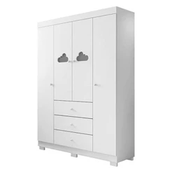 Guarda Roupa Infantil Ane 4 Portas Branco Brilho – Phoenix Baby