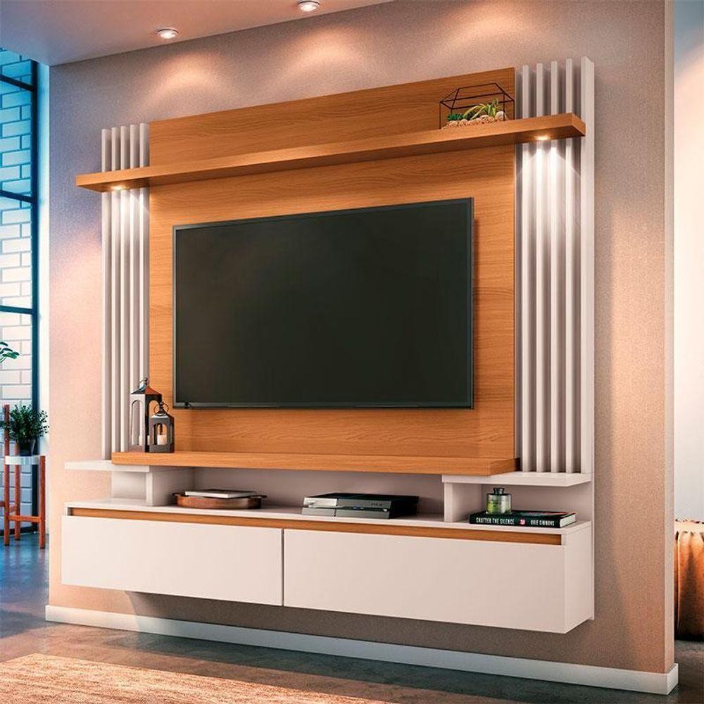Painel Para Tv Home Suspenso Ambiente Cosmo Cinamomo Off White – Hb Móveis
