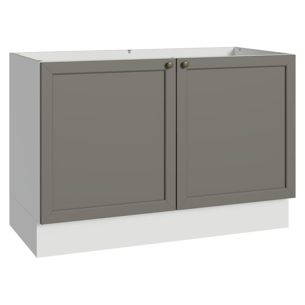 Balcão Gabinete de Pia 120 cm (Sem Tampo) Branco/Cinza Vik Madesa