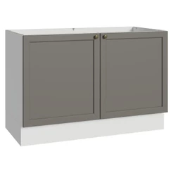 Balcão Gabinete de Pia 120 cm (Sem Tampo) Branco/Cinza Vik Madesa