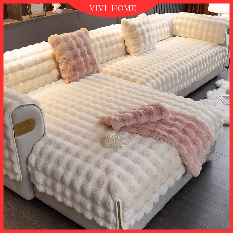 Capa De Sofá De Pelúcia De Coelho 1 2 3 4 Lugares Em Forma De L Almofada Grossa Protetor De Tecido Antiderrapante Toalha em Oferta na Shopee