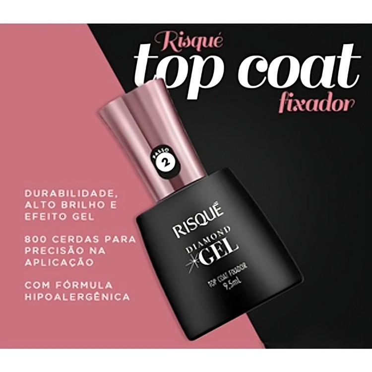 Top Coat Fixador Risqué Diamond Gel Cremoso 9,5ml — imagem 2 de 2