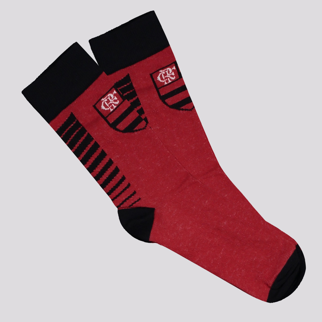 Meia Flamengo Casual Juvenil Escudo Vermelha e Preta em Oferta na Shopee