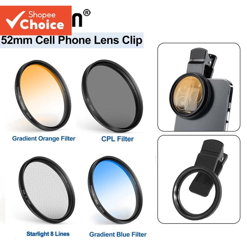 Fonken 52mm Clipe De Lente De Câmera De Telefone CPL Starlight 8 Linhas Filtro Ajustável Para Todos Os Smartphones