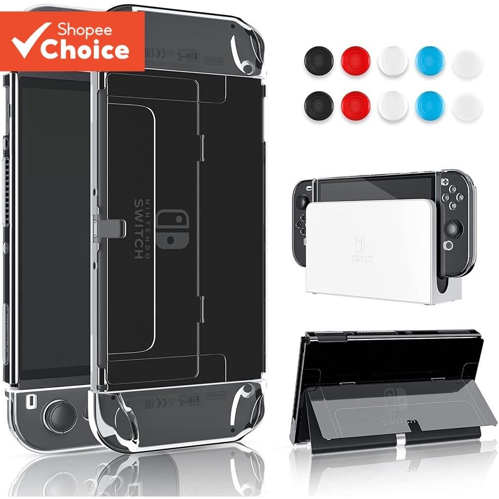 Capa Protetora Dockable para Nintendo Switch OLED Modelo 2021 com Concha Flip Shell e Pega de Polegar Crystal
