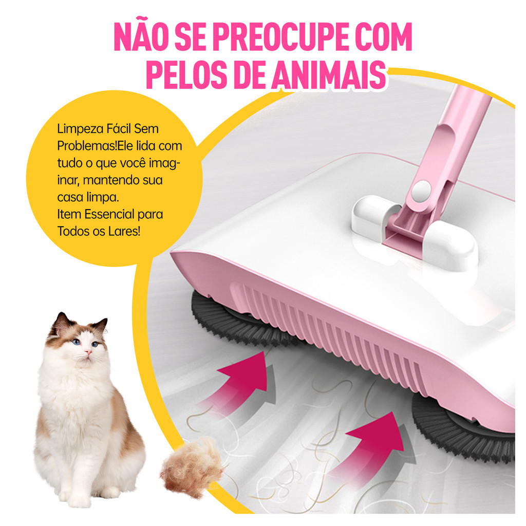 Vassoura Rotativa Mágica Aspirador Manual Sem Fio Esfregão Casa Prática Envio Imediato