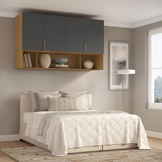 Módulo Aéreo 100% MDF para Cama Queen Mdf Clean Altezza Freijó/Titânio em Oferta na Shopee