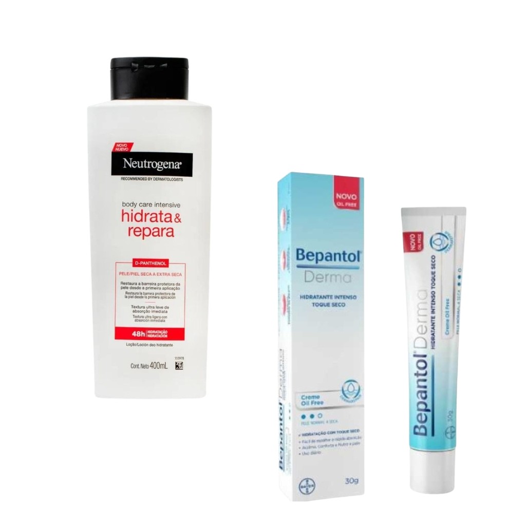 Kit Pele Macia: Neutrogena 400ml + Bepantol Derma Toque Seco Hidratação Intensiva Corpo Reparação