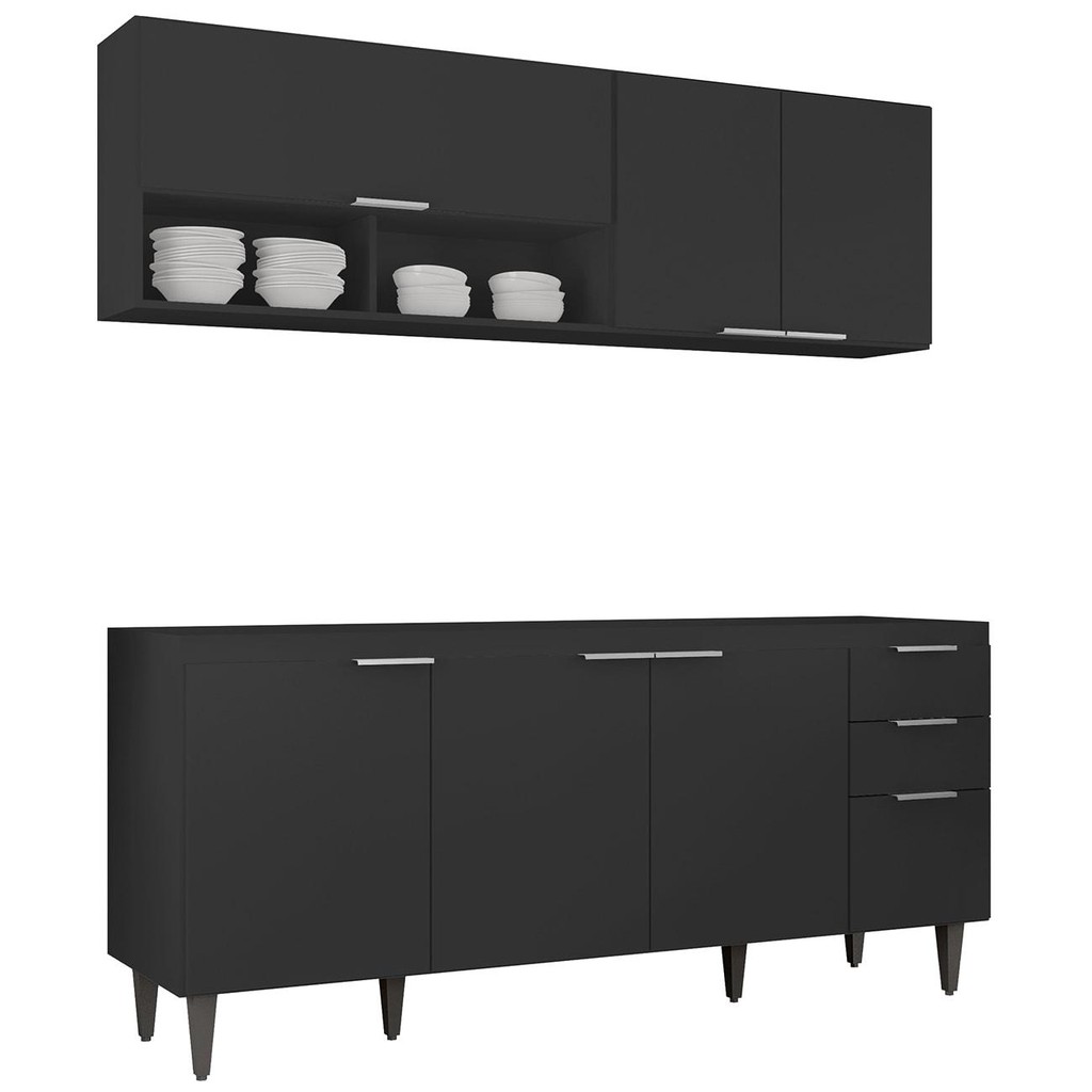 Armário de Cozinha CP01 Para Pia 180cm Pérola Z34 Preto     - Mpozenato em Oferta na Shopee