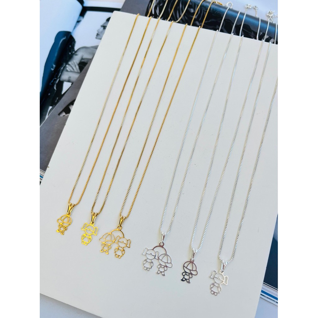 Colares semi joia prata 925 e ouro 18k modelo filhos menina e menino e casal