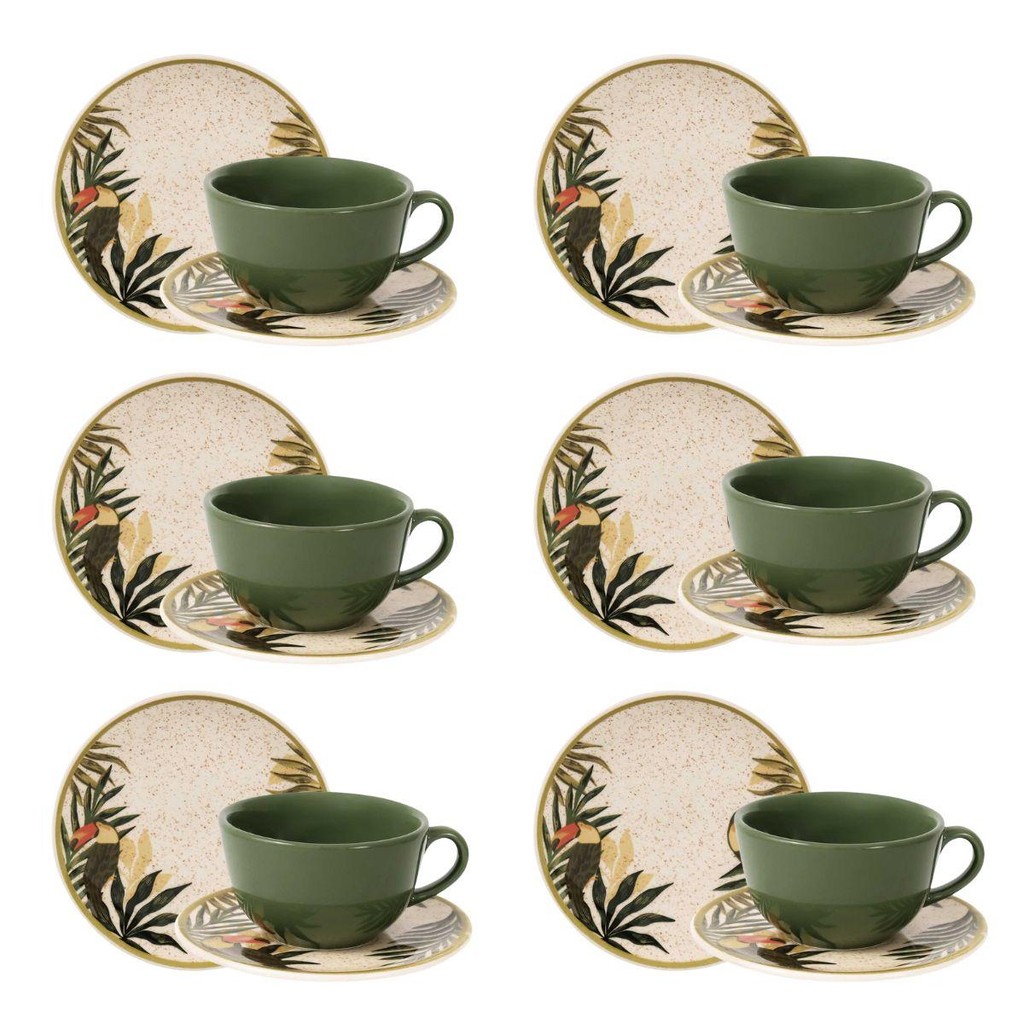 Jogo Lanche/Chá 18 peças Oxford Unni Tropicano