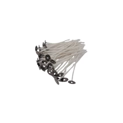 Pavio De Algodão Parafinado Com Ilhós Metálicos Para Vela - Modelo B2010 - 10cm - 1mm - 10 unidades - Rizzo