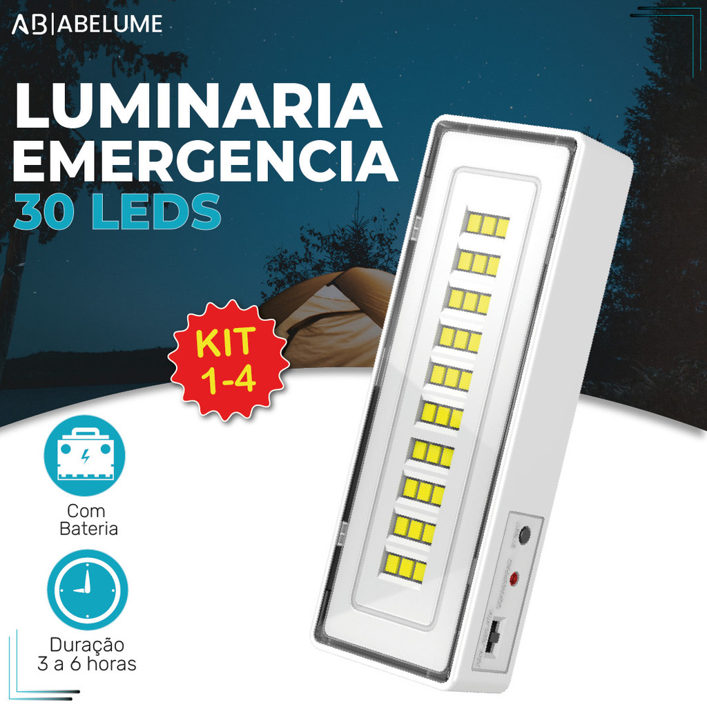 Luminária Emergência Lâmpada Portátil 30 Leds Recarregável Bivolt Luz Branca Fria em Oferta na Shopee