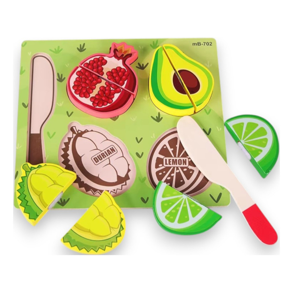Frutas Cortar Brinquedo Tabua Faca Velcro Educativo Madeira