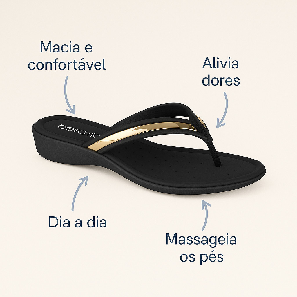 Chinelo Confortável Beira Rio Sandalia Tira Dor Fascite Plantar Esporão Macia e Leve 8224.804