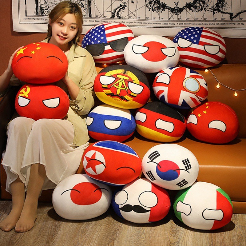 40cm/30cm Polôniaball Countryball Brinquedo De Pelúcia Bandeira Polonesa Boneca Recheada Com Chaveiro , Cultura Meme Pre