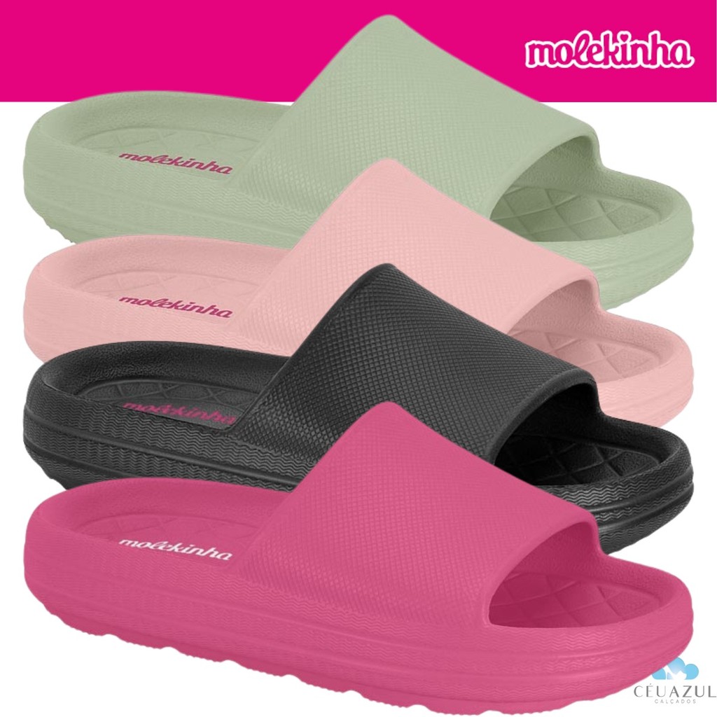 Chinelo Slide Infantil Feminina Molekinha Solado Anatômico Conforto Estilo Fofo em Oferta na Shopee