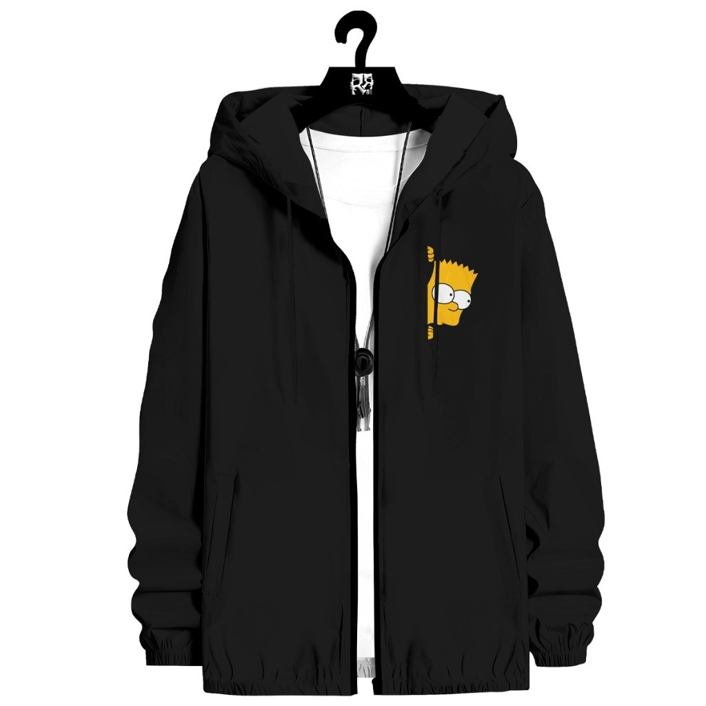 Blusa De Frio Moletom De Algodão Preto De Zíper Unissex Estampa Personagem Bart Simpson em Oferta na Shopee