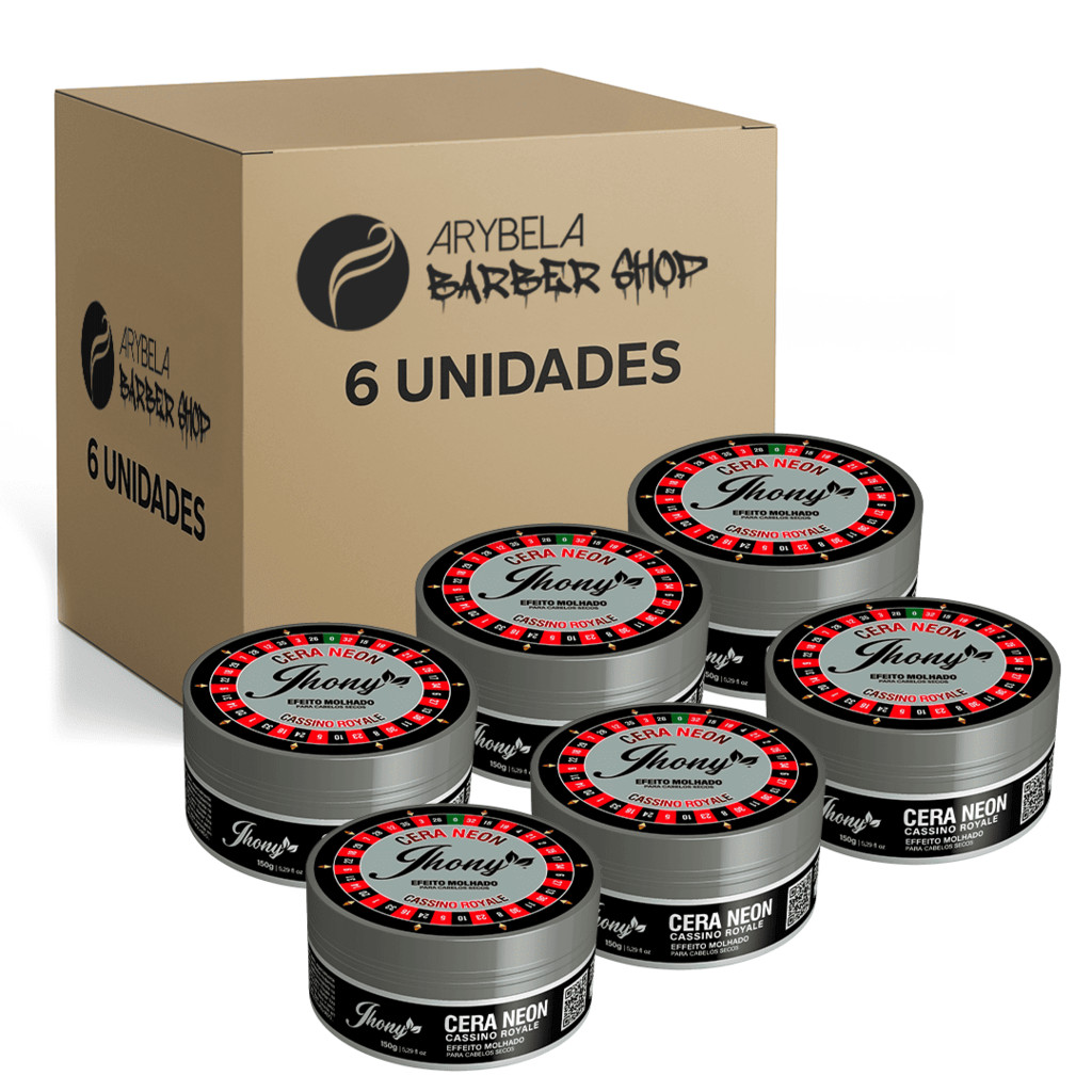 PACK 6 UN - CERA MODELADORA NEON CASSINO ROYALE EFEITO MOLHADO 150G - JHONY BARBER