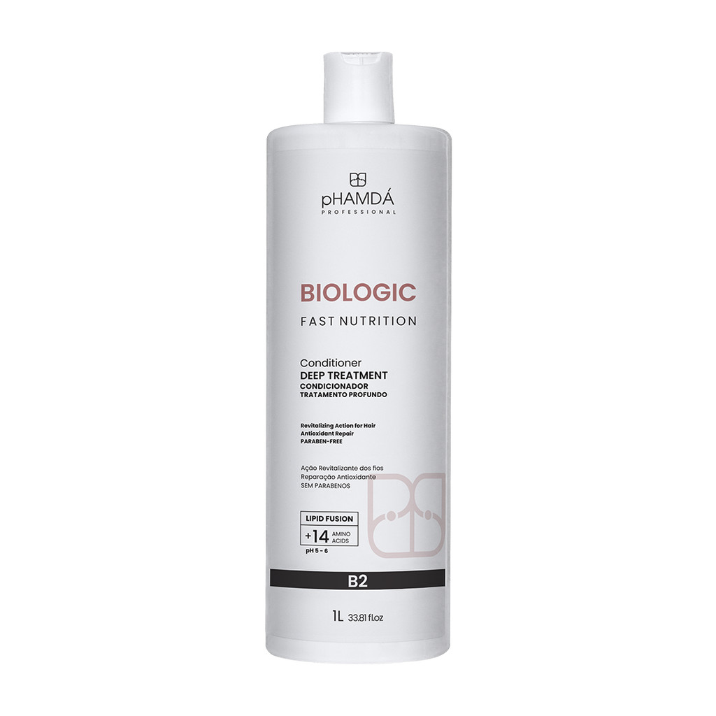 Condicionador Profissional pHAMDÁ Biologic Fast Nutrition B2 1Litro Lipid Fusion + 14 Aminoácidos Sem Parabenos