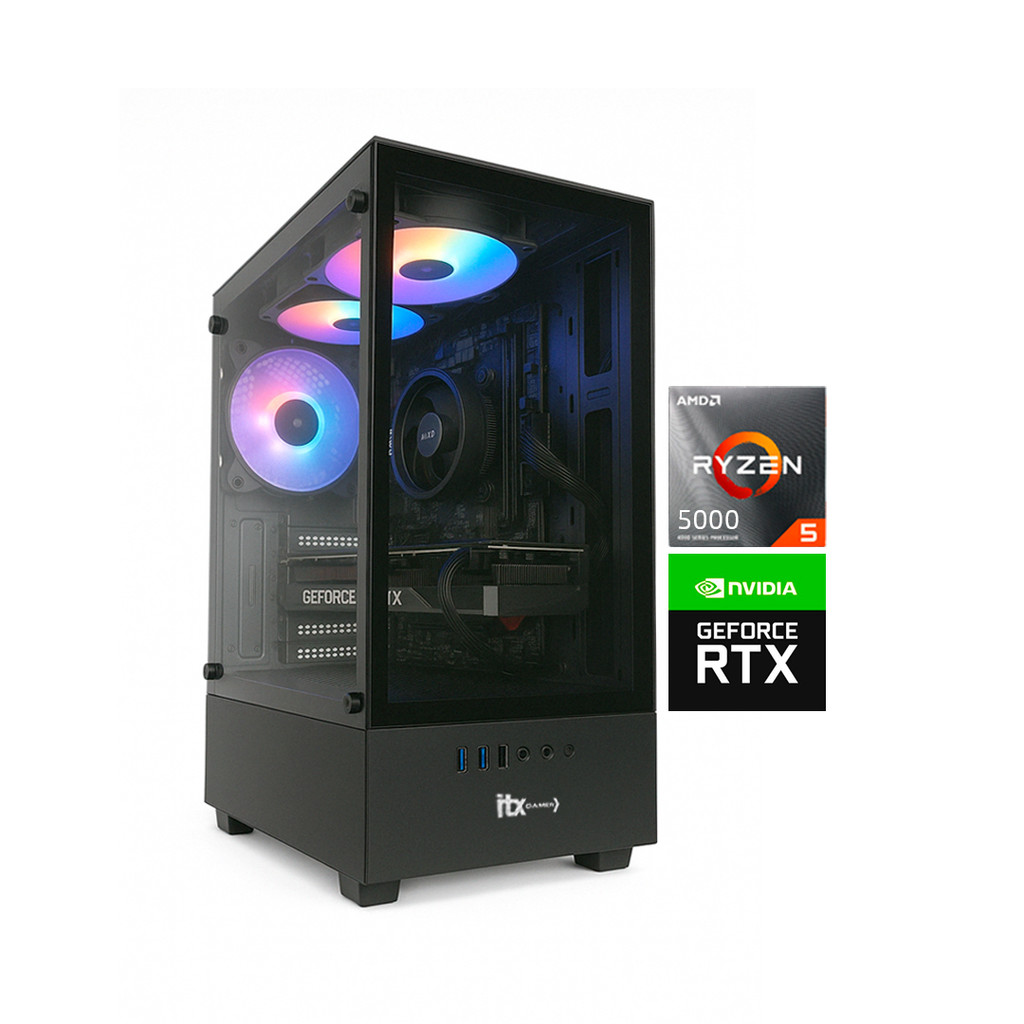 Imagem PC Gamer ITX Arena, Ryzen 5 5600X, NVídia GeForce RTX 5060, 16GB Ram, SSD 480GB, Gabinete RGB