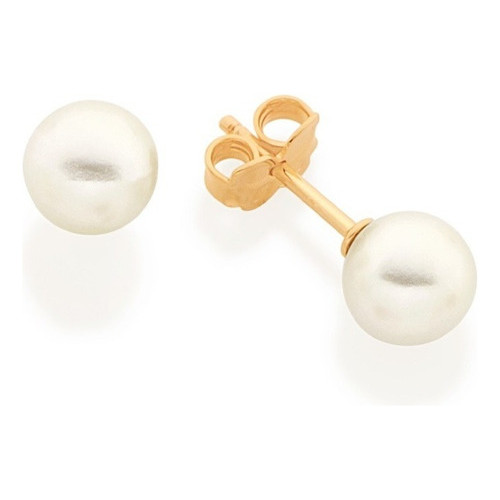 Brinco Rommanel Banhado Ouro 18k Pequena Pérola 6 Mm Bonito 520187 em Oferta na Shopee