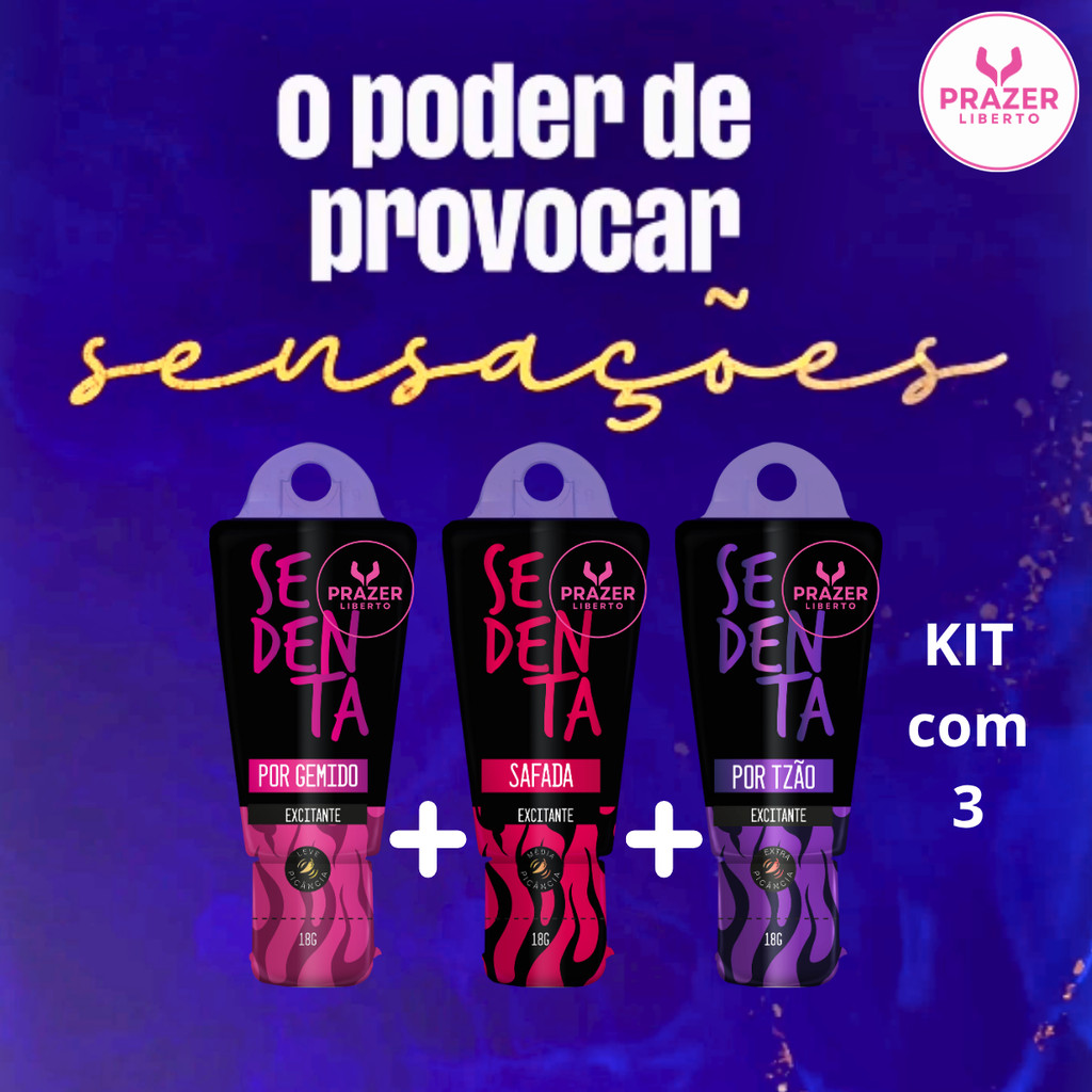 Gel Lubrificante Kit 3 em 1 Sedenta por Tesão Gemido e Safada Excitante Aquecimento Picância Prazer