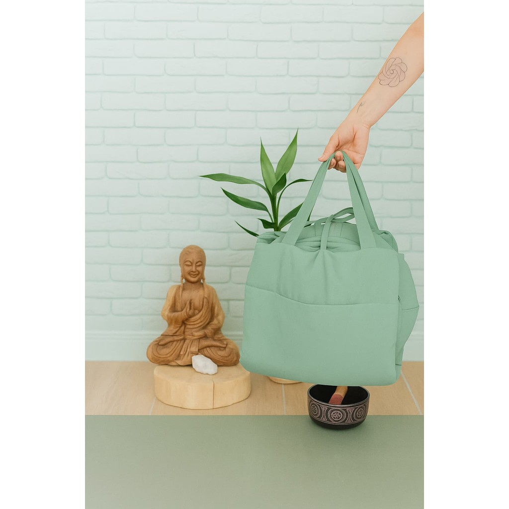 Imagem Kit Meditação Yoga Almofada Zafu Zabuton Menta Conforto