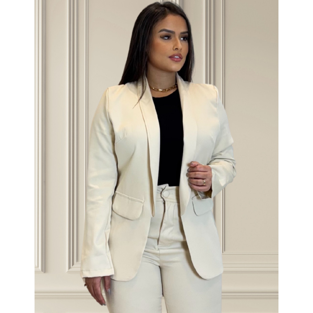 Blazer Feminino Social Sobretudo Casado Terninho Alfaiataria Elegância Conforto Alfaiataria Moderna em Oferta na Shopee