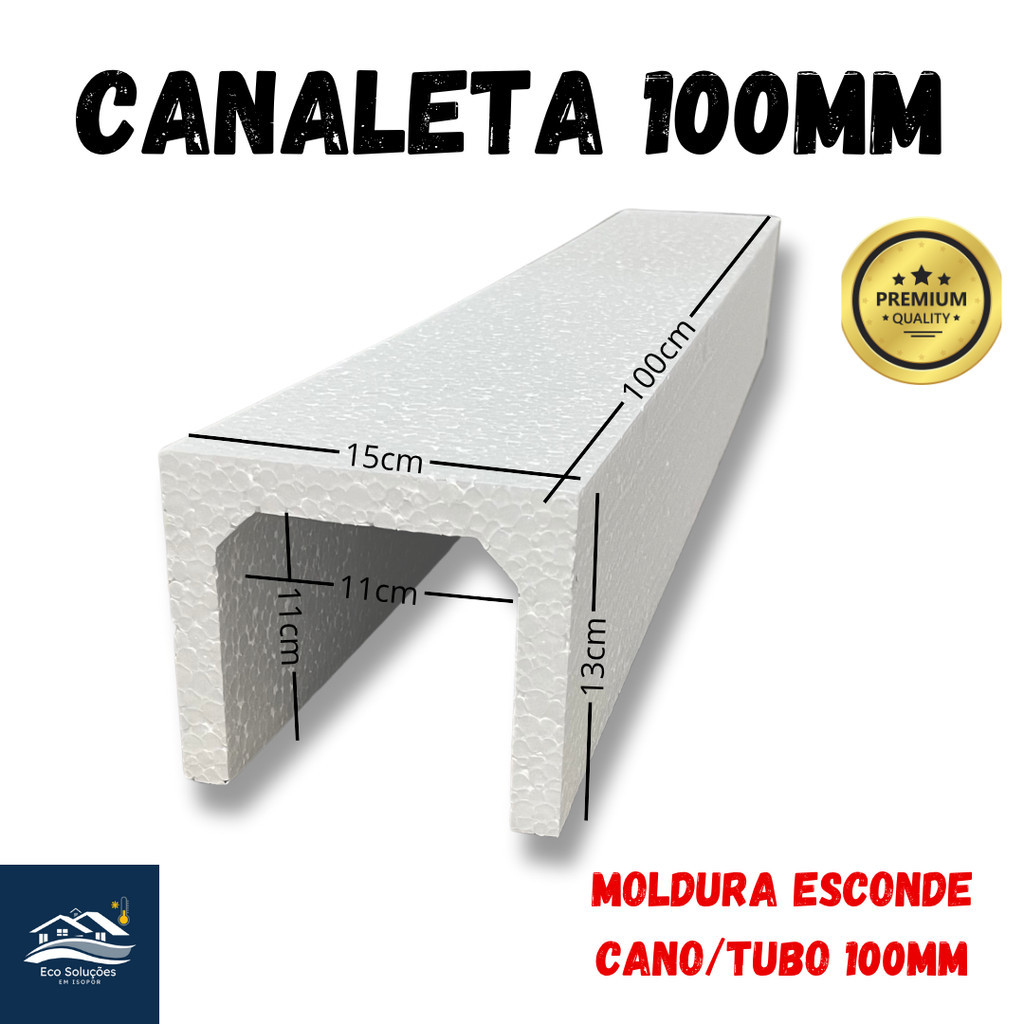 Moldura Shaft Isopor para Esconder Cano 100 mm Interno Kit com 2 metros em Oferta na Shopee
