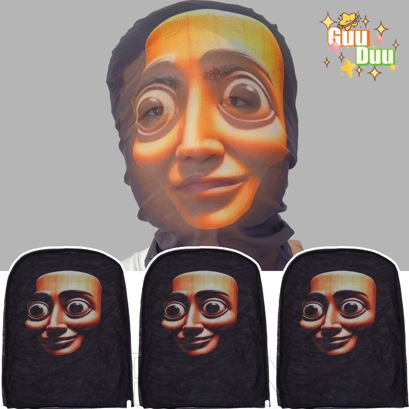 [Guudu] Máscara Tung Sahur-Adereços De Cosplay Femininos E Masculinos-Facial Completa De Malha Elástica-Capacete Balacla