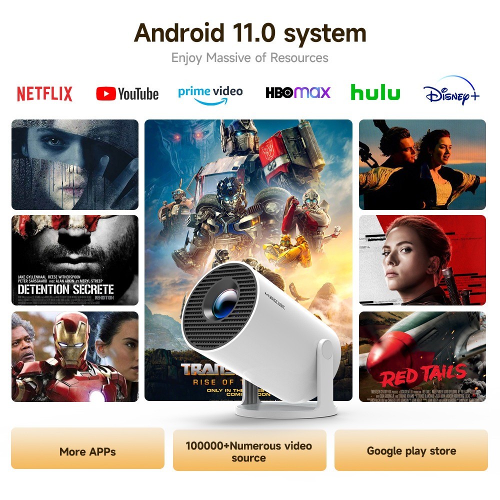 Magcubic Original HY300Pro 2025 Novo Mini Projetor Portátil 4K HD Quarto Projeção de Pared...