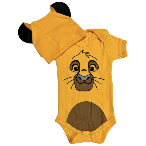Body Bebê Simba Rei Leão e touca Boina Mesversario Fantasia