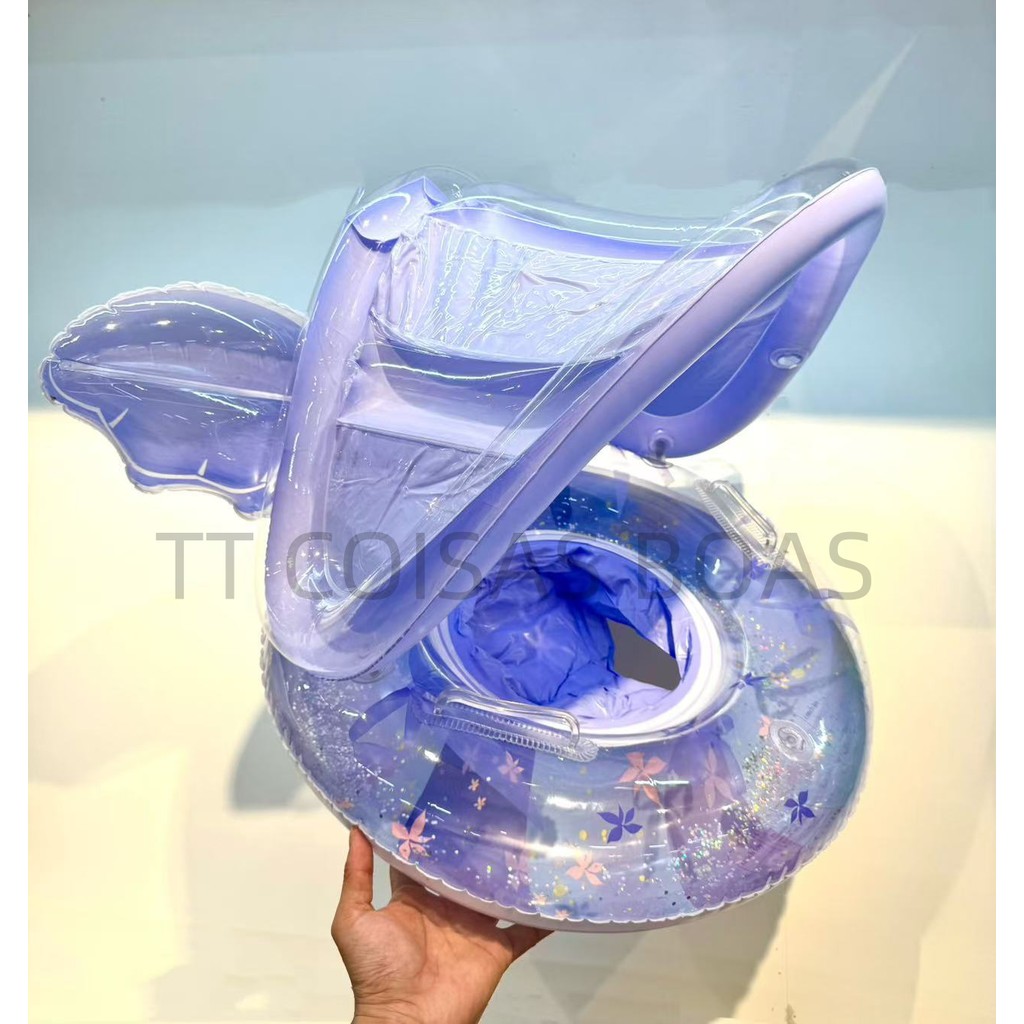 Boia Para Bebê Bote com Cobertura Guardasol Inflável em Oferta na Shopee