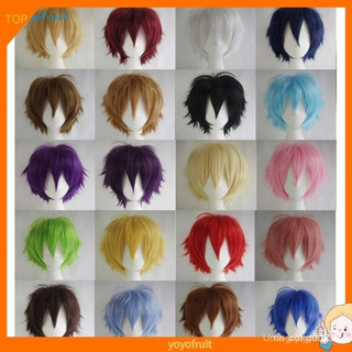 Peruca Curta Reta Unissex em Várias Cores para Anime/Festival/Cosplay ROL8 MV8H YUZM