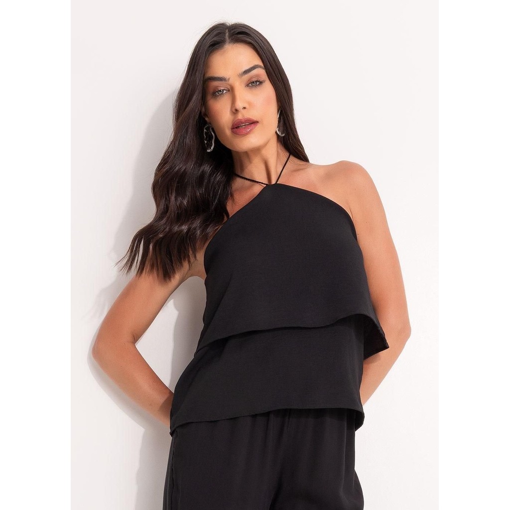 Blusa Crepe Plano Preto Quintess