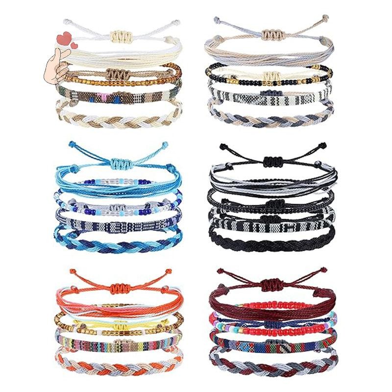 [PEBR] Boho Surfer Pulseira Tornozeleira Ajustável Frisada Tornozeleiras Artesanal Colorida Corda De Verão Pulseiras De em Oferta na Shopee