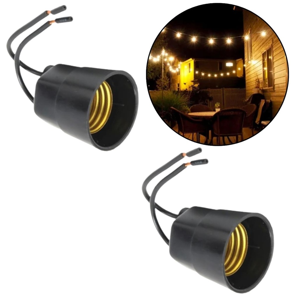 Kit 2 Soquetes com Rabicho Minion Preto Bocal para Lâmpada E27 Utilimix Conector de Luz Instalação Elétrica Casa Obra
