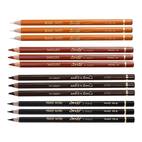 kit desenho Lápis Crayon Conté À Paris branco sepia sanguine Pierre Noire