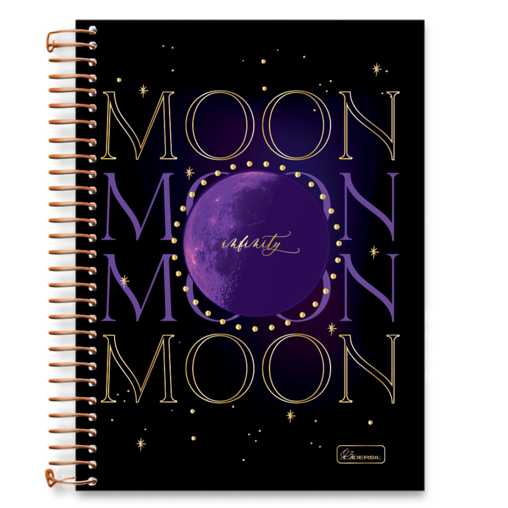 Caderno 10 Matérias Colegial Infinity 160 Folhas - CADERSIL CAPA:MOON