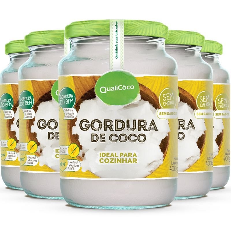 Kit 5 Gordura de Coco Pote 400g Qualicôco