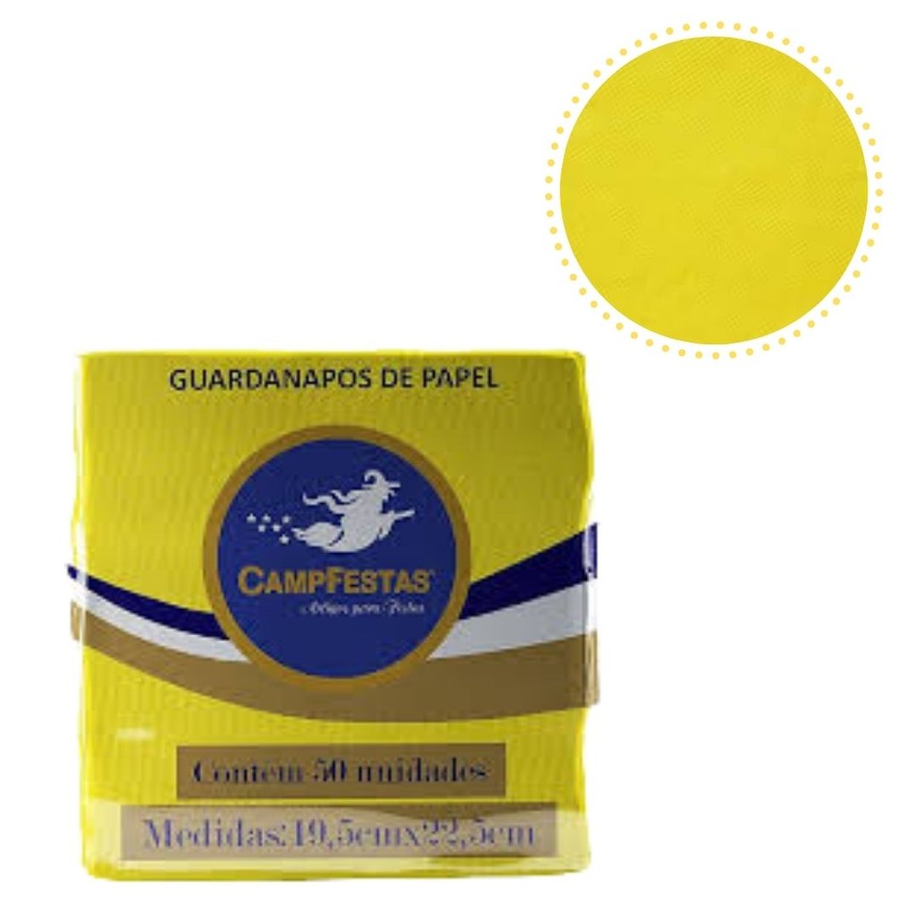 50~300 GUARDANAPOS AMARELO FESTA 19,5 X 22,5 CAMPFESTA em Oferta na Shopee