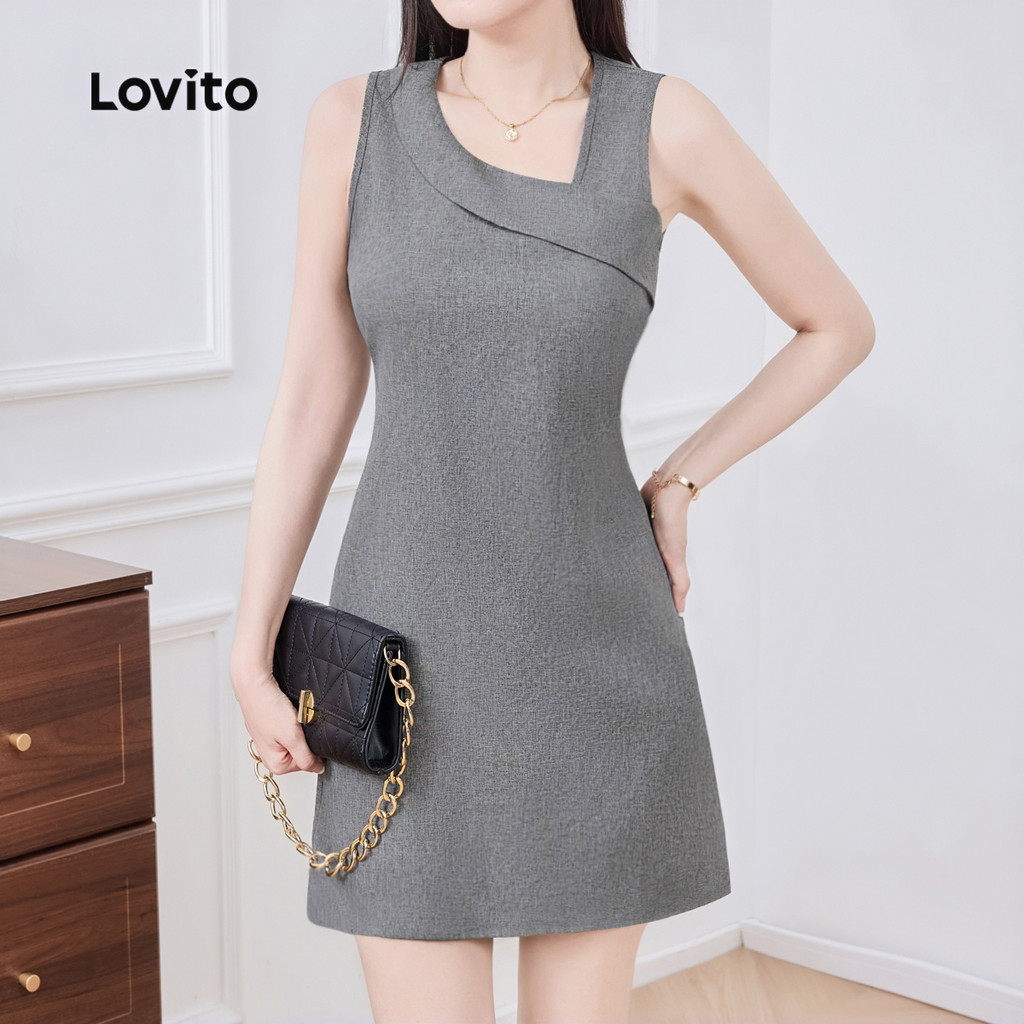 Lovito Vestido Elegante Assimétrico de Primavera/verão para Mulheres L143EDD597
