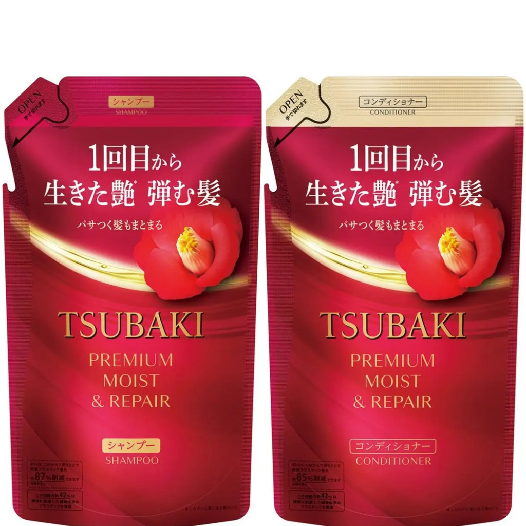 Kit Refil Shampoo Condicionador Tsubaki Premium Moist e Repair 300 ml