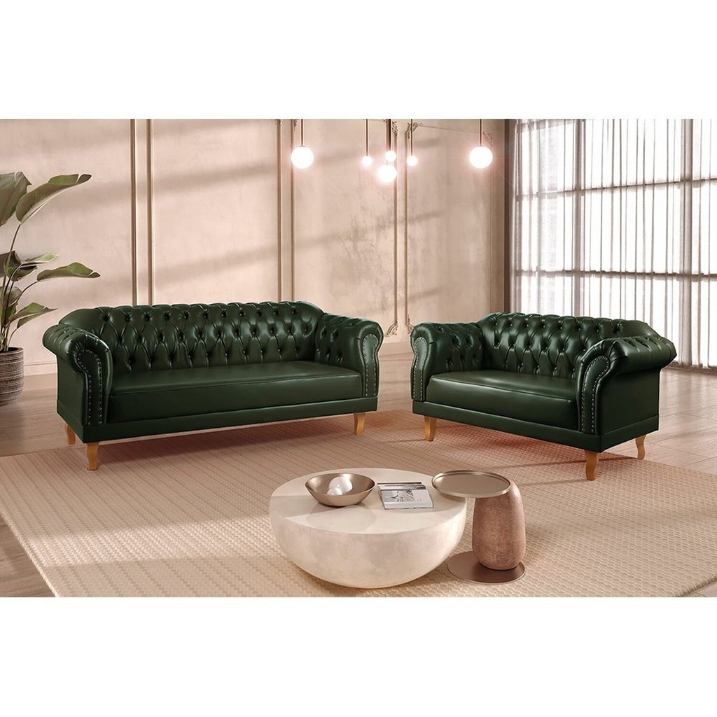 Conjunto de Sofás Chesterfield Duque Verde em Oferta na Shopee