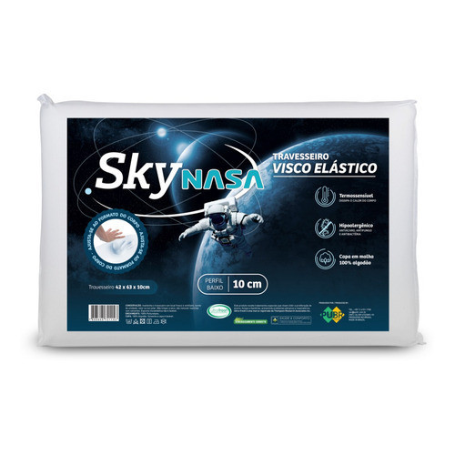 Travesseiro Sky Nasa Com 10cm de Altura Confortável Espuma  Viscoelástica Hipoalergênico Macio NAP