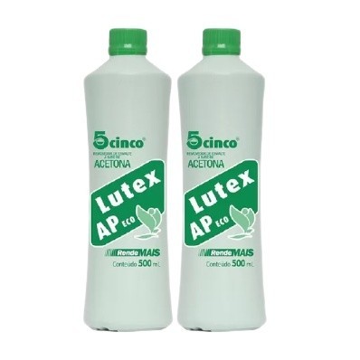 Kit c/ 2 Acetona Lutex ap cinco 500 ml removedor de esmalte