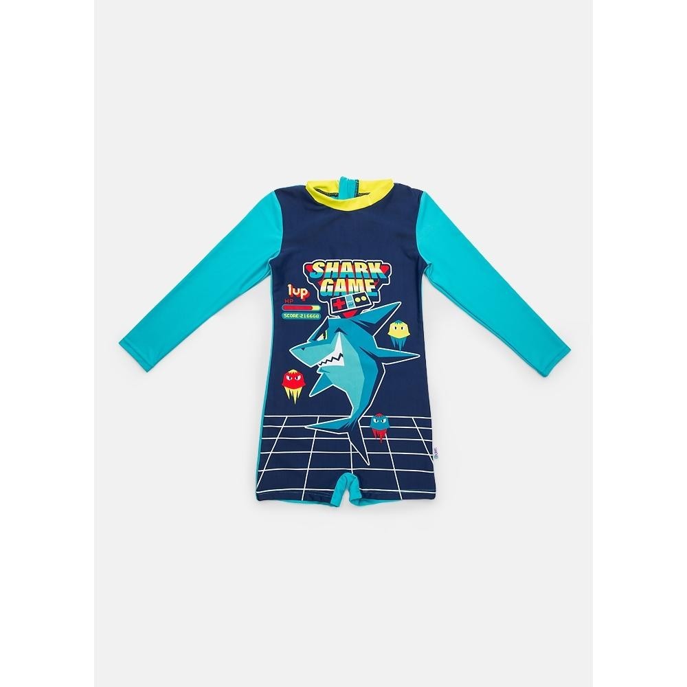 Macacão Praia Manga Longa Menino Tubarão Gamer - Puket - Baby & Kids Fashion